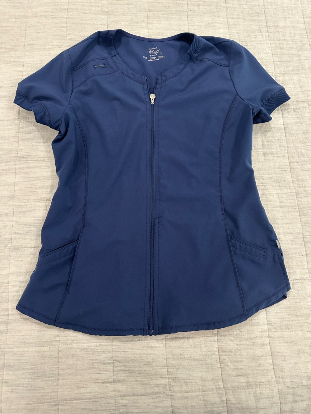 Cherokee Navy Blue Zip-Front Women’s Scrub Top